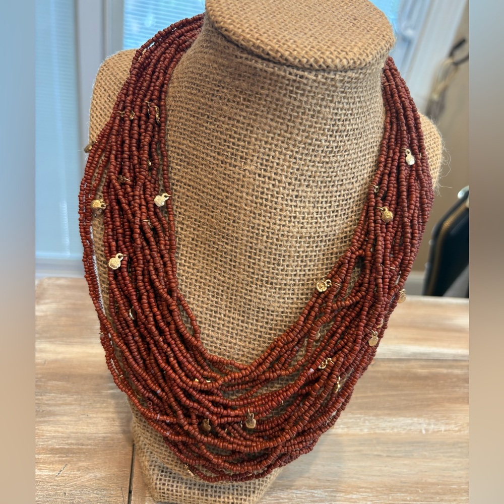 Custom jewelry Chic Multi-Strand brown Beaded Necklace with Gold Highlights